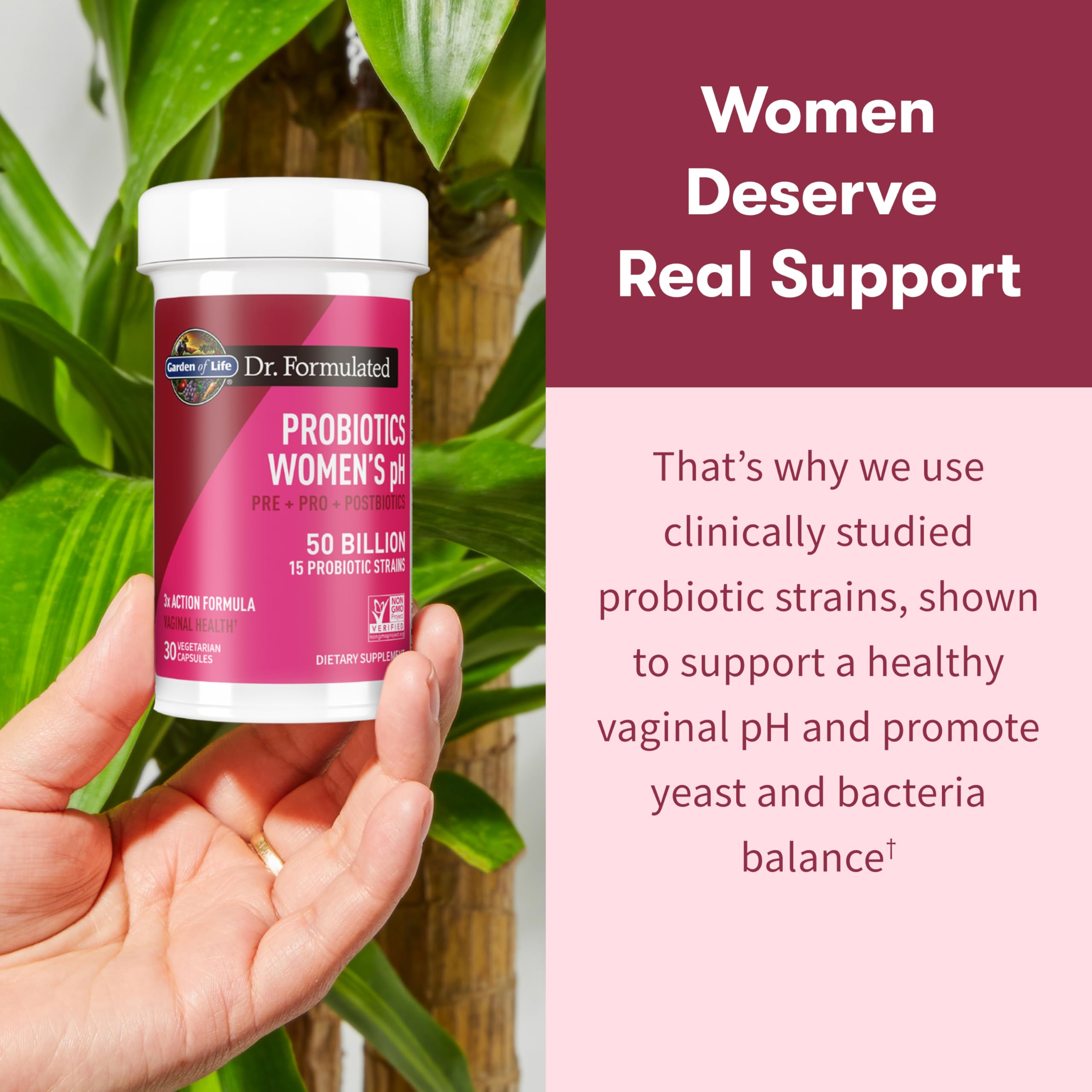 Garden of Life Women's Probiotic 3-in-1 Complete capsule close-up