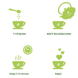 Gardenika Organic Green Tea with Tulsi and Cinnamon loose leaf tea in a teapot