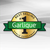 Garlique supplement bottle side view