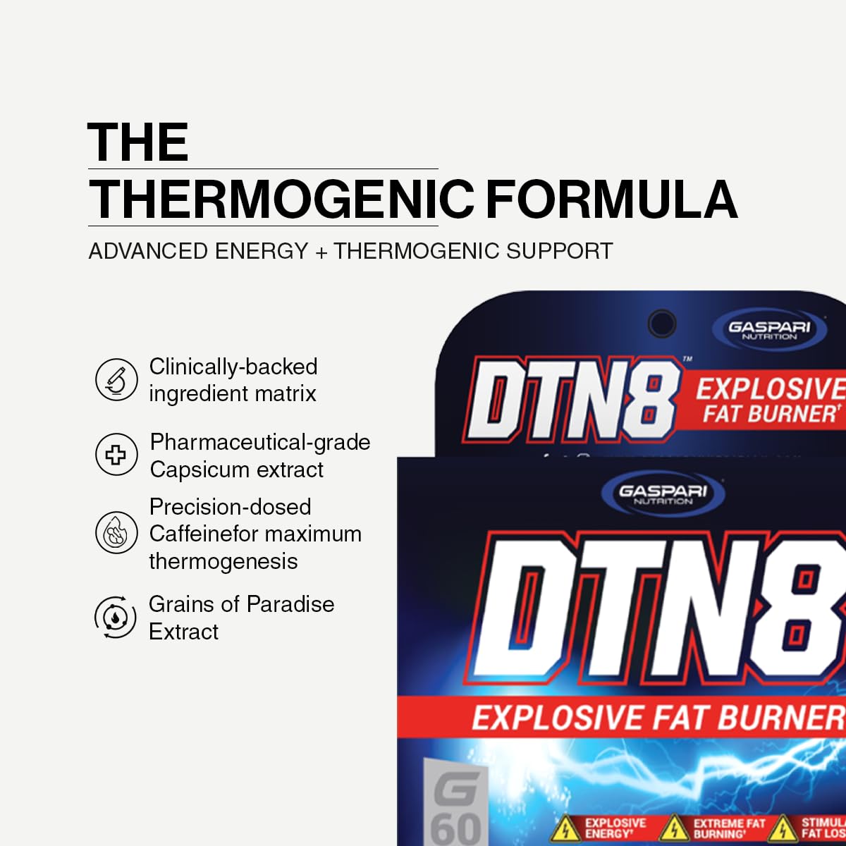 Gaspari Nutrition DTN8 Explosive Fat Burner 60 Capsules packaging