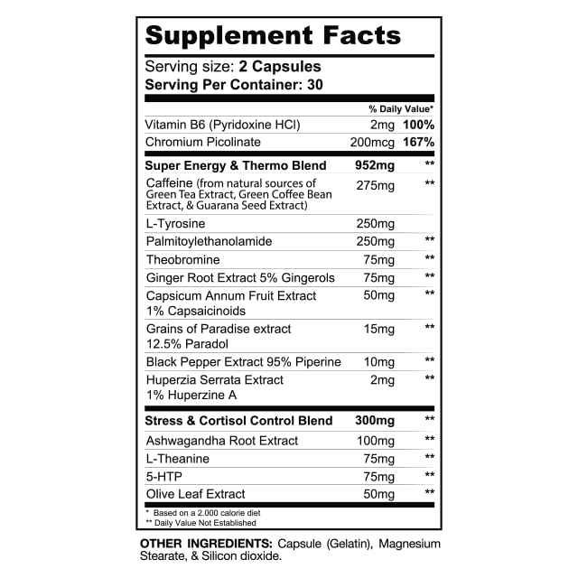 Gaspari Nutrition DTN8 Explosive Fat Burner 60 Capsules side view