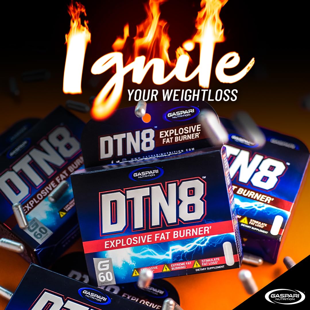 Gaspari Nutrition DTN8 Explosive Fat Burner with workout gear
