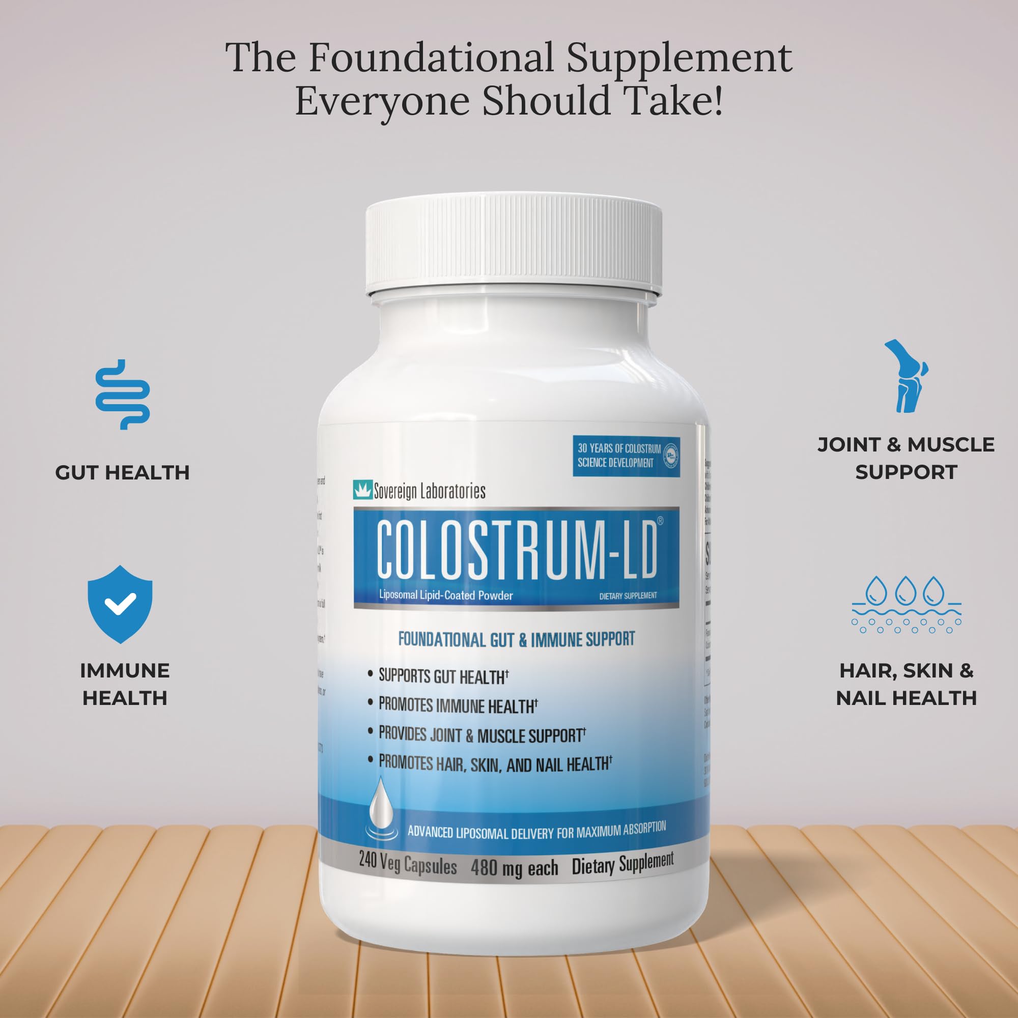 GastroDefense Colostrum Supplement scoop with powder