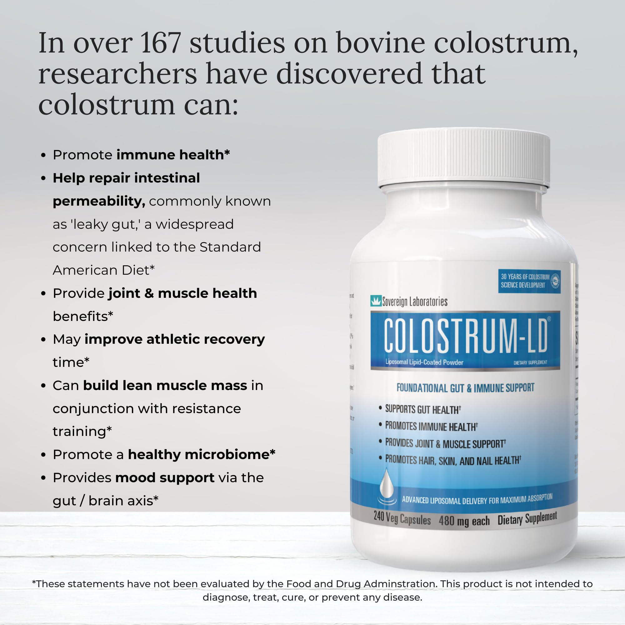 GastroDefense Colostrum Supplement side view