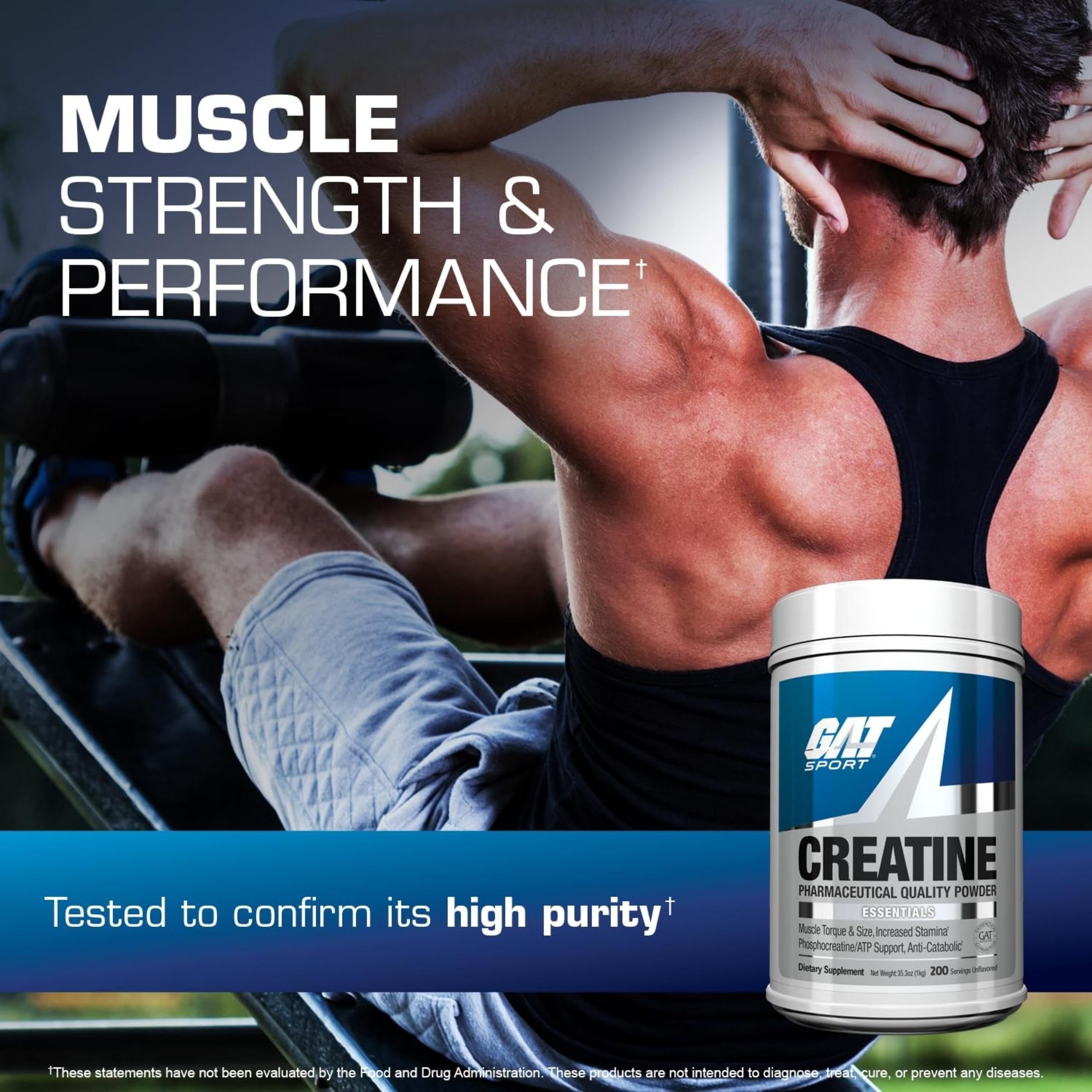 GAT SPORT Creatine Monohydrate 5g Powder with workout gear