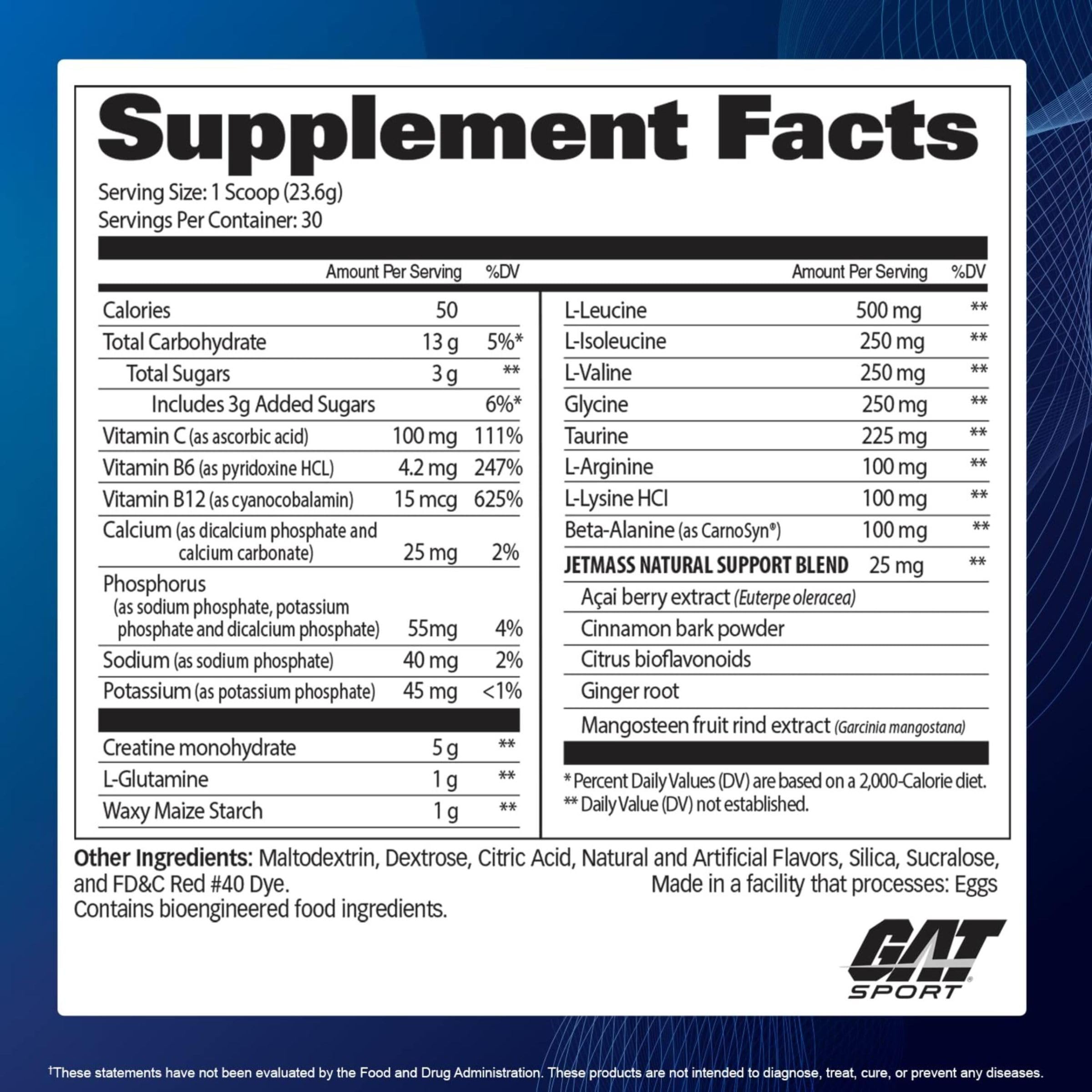 GAT SPORT Creatine Monohydrate 880g packaging side view