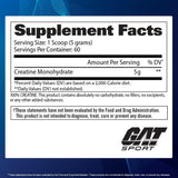 GAT SPORT Creatine Monohydrate Powder nutritional information