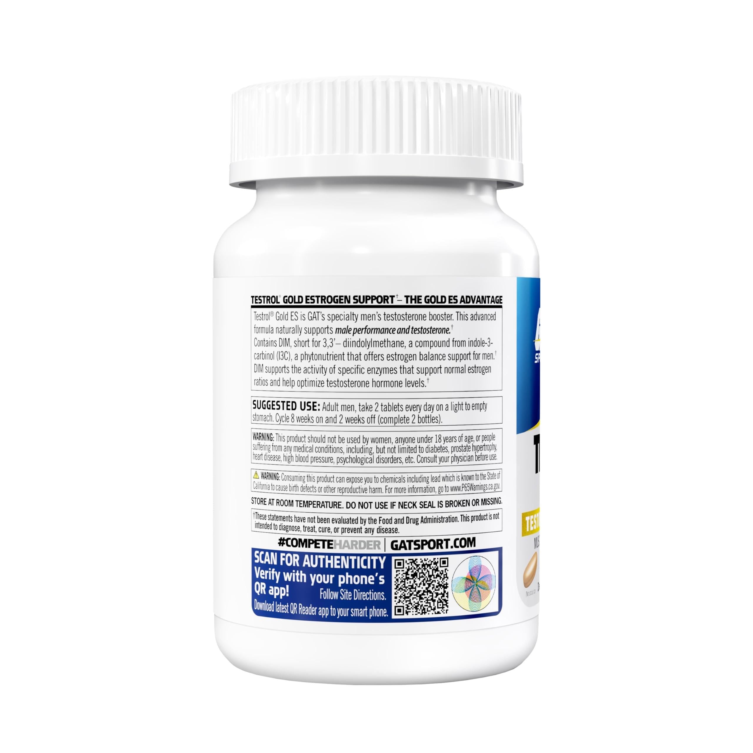 GAT SPORT Testrol Gold ES Shilajit Supplement bottle with label