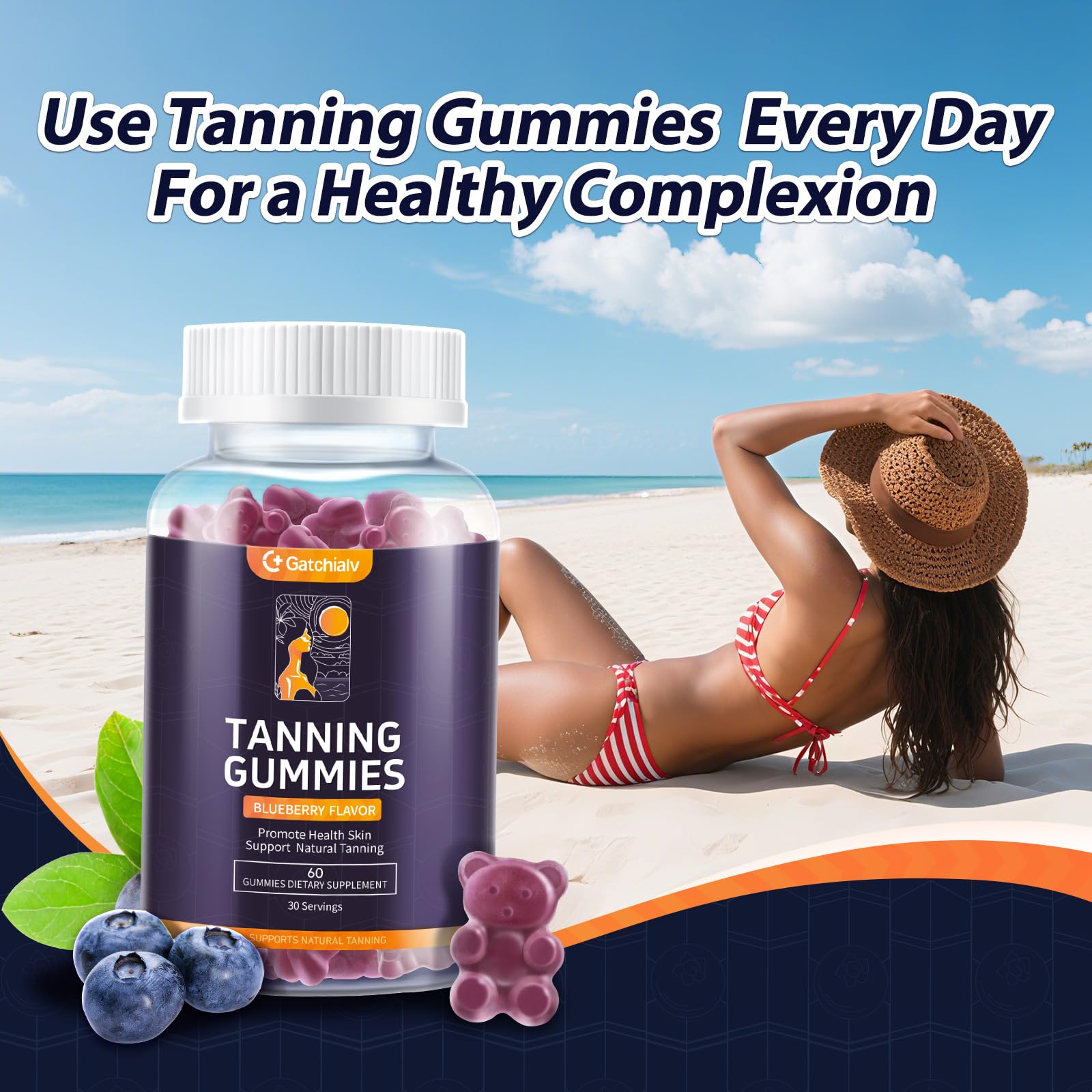 Gatchialv Tanning Gummies in a hand