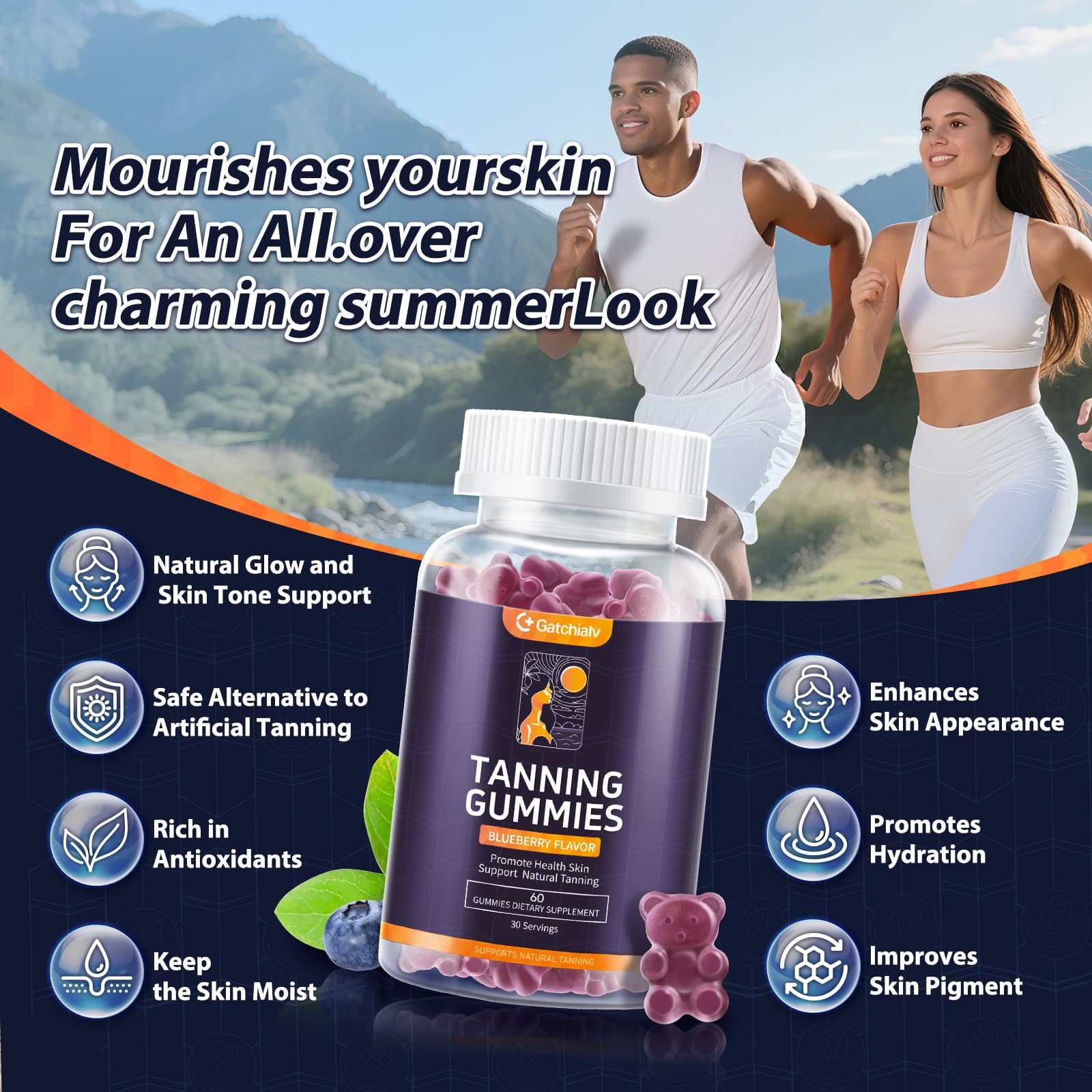 Gatchialv Tanning Gummies with tropical fruits