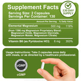 GCUTE Magnesium Supplement bottle with 130 capsules