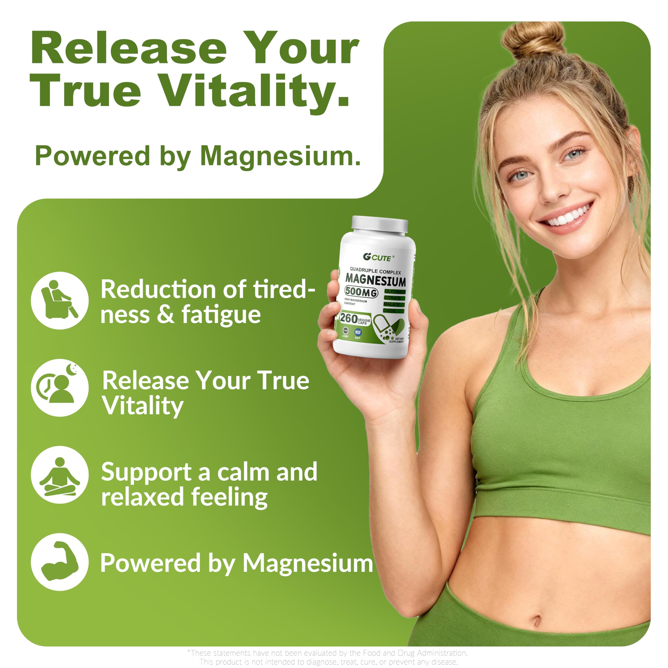 GCUTE Magnesium Supplement capsule size comparison