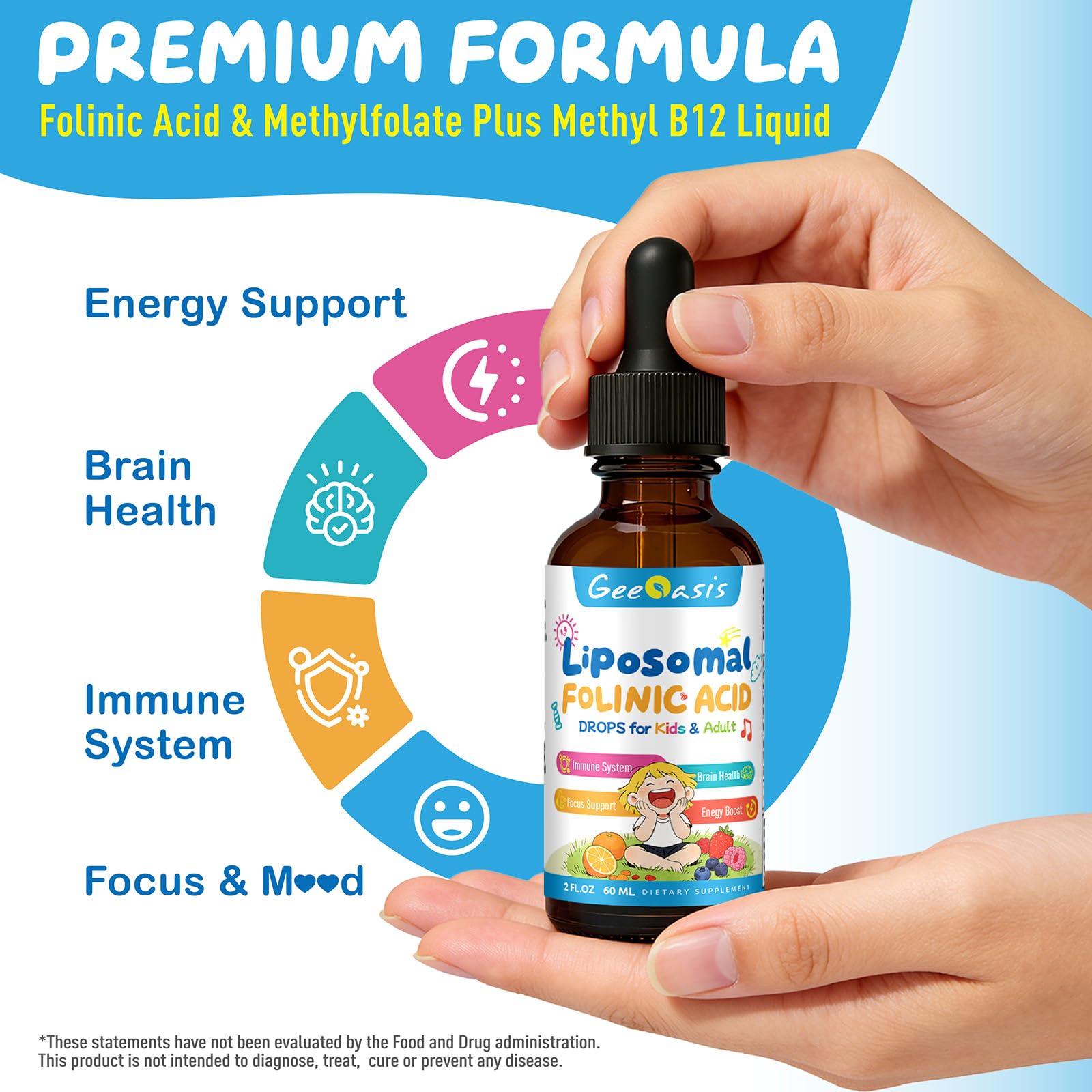Geeoasis Folinic Acid & Methylfolate Drops 150g back view