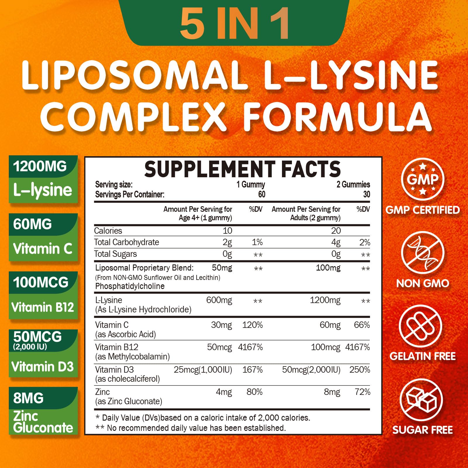 Geeoasis L-Lysine Gummies side view showing gummy texture