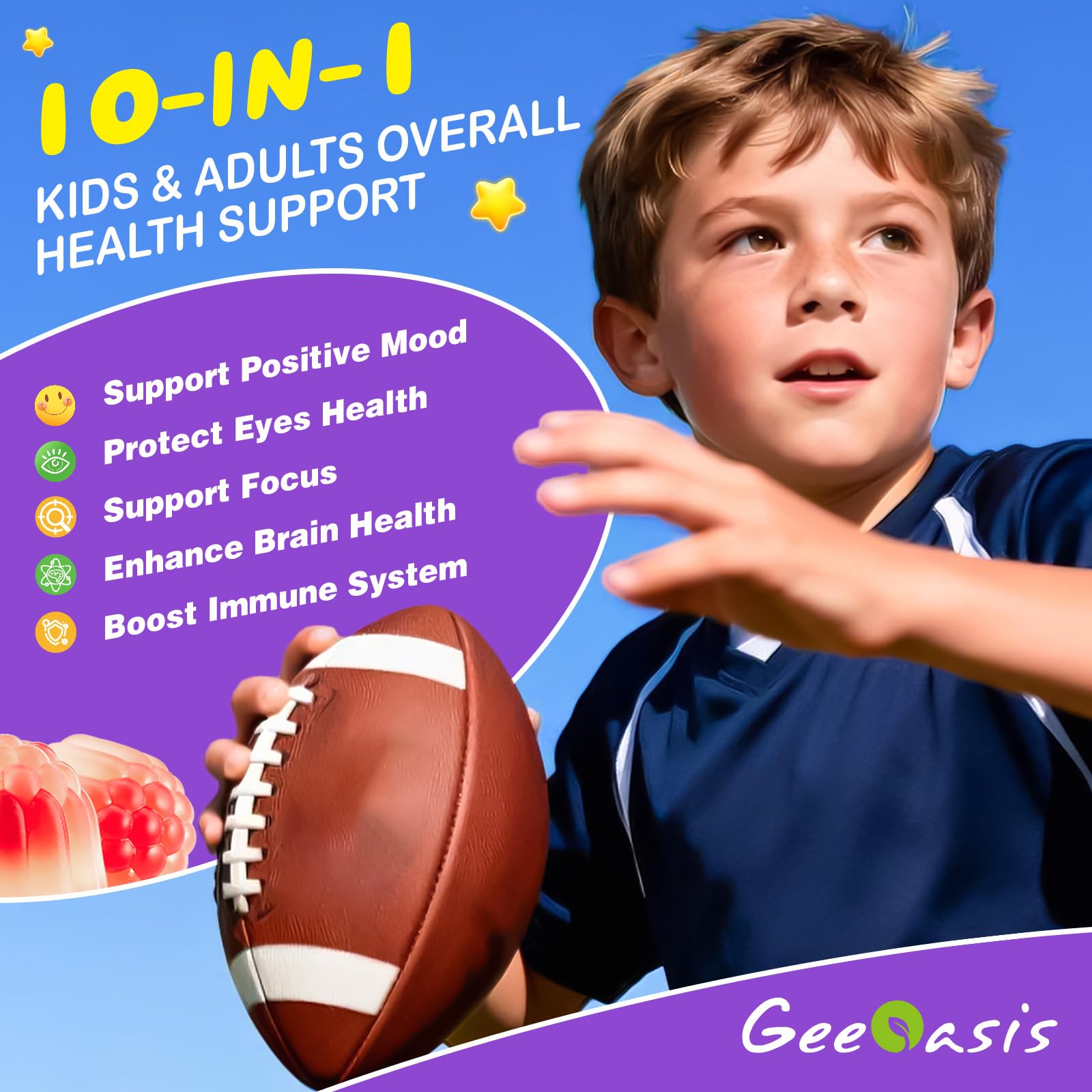Geeoasis Liposomal Saffron Gummies showing nutritional information