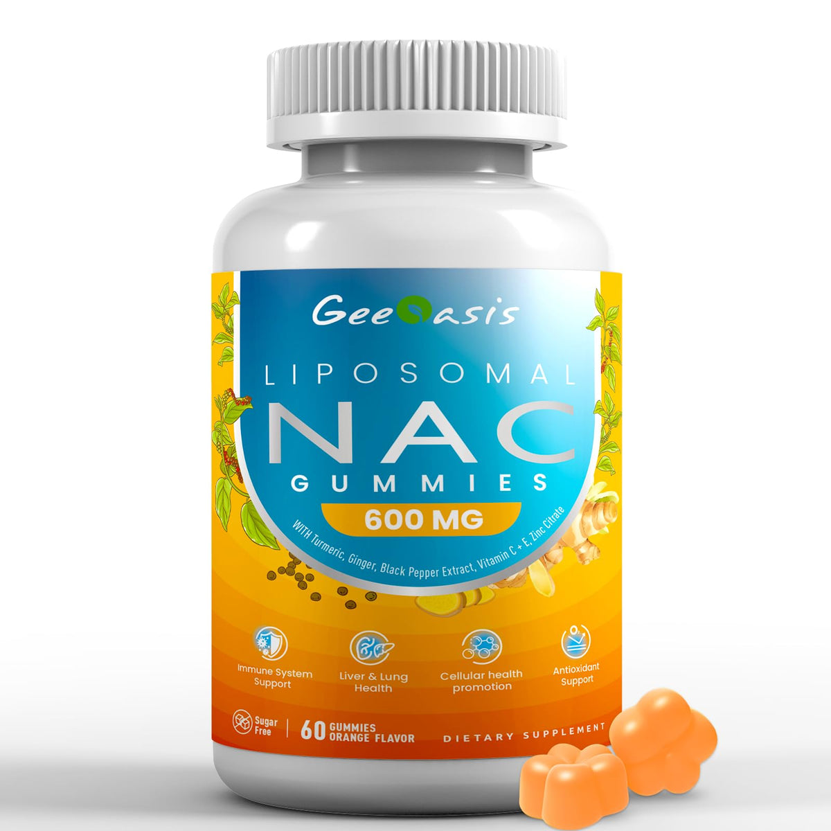 Geeoasis NAC Gummies 600mg front view with packaging