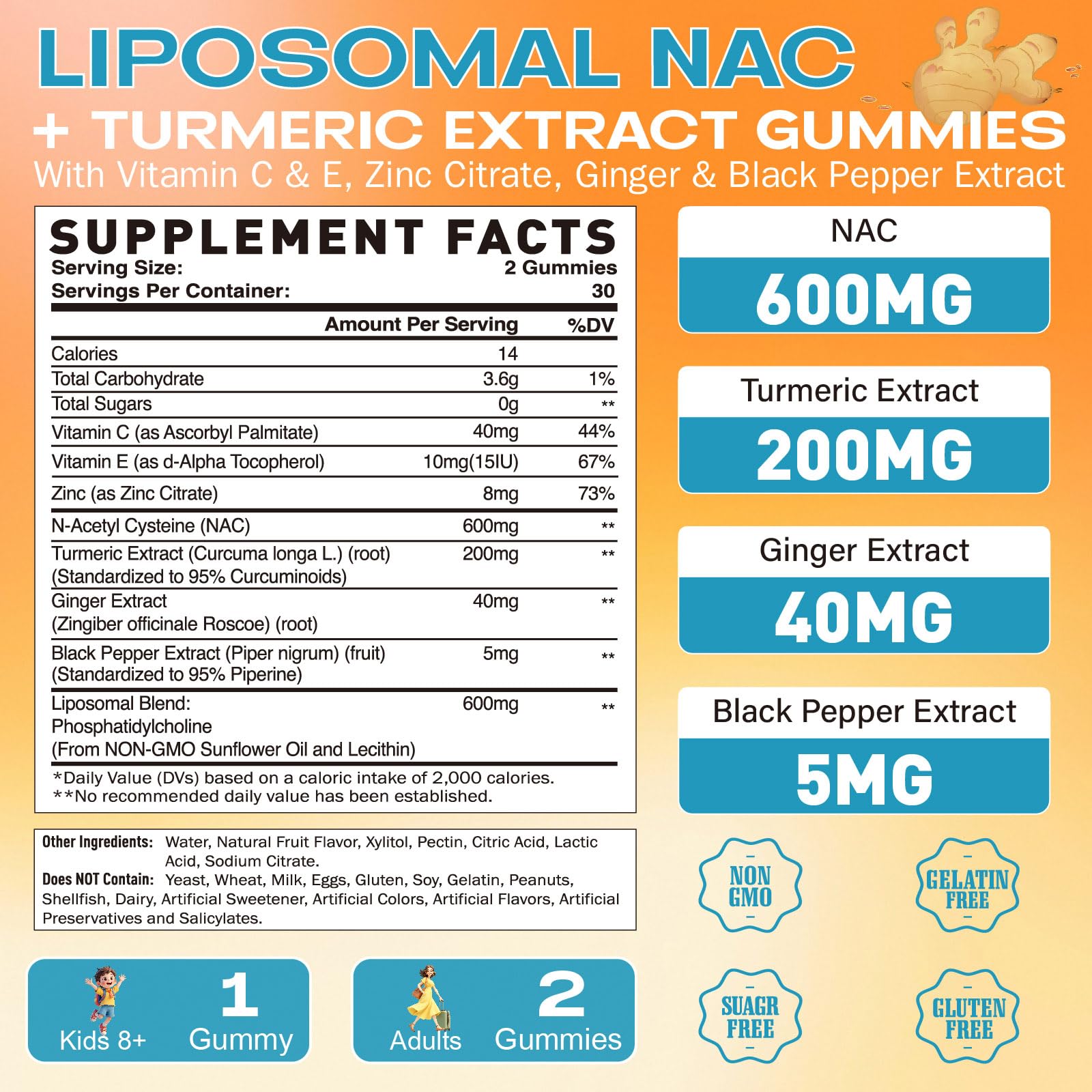 Geeoasis NAC Gummies 600mg pineapple flavour gummies