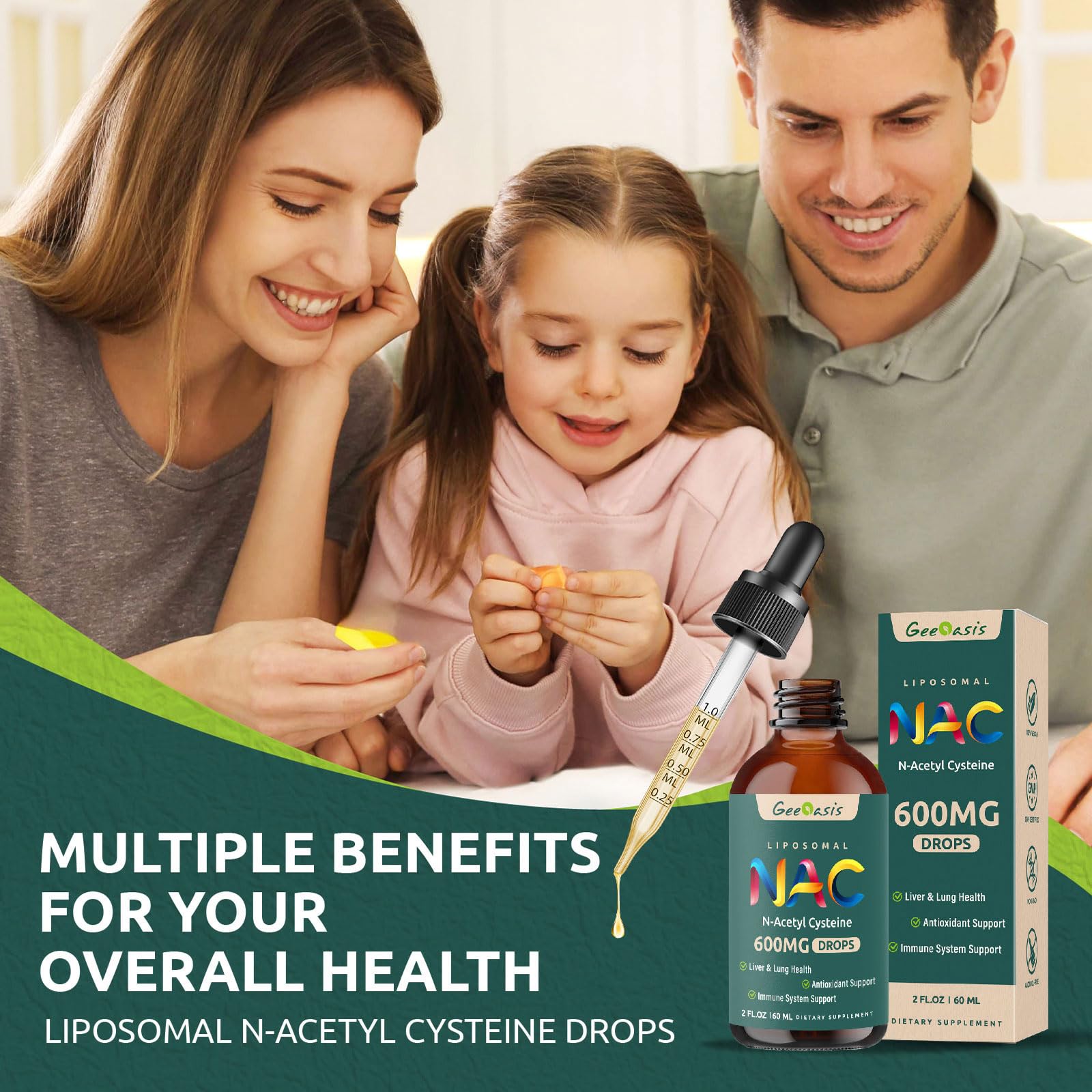 Geeoasis NAC Liquid Drops 600mg ingredients list