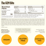GEM Multivitamin Energy Bites nutritional information on the back