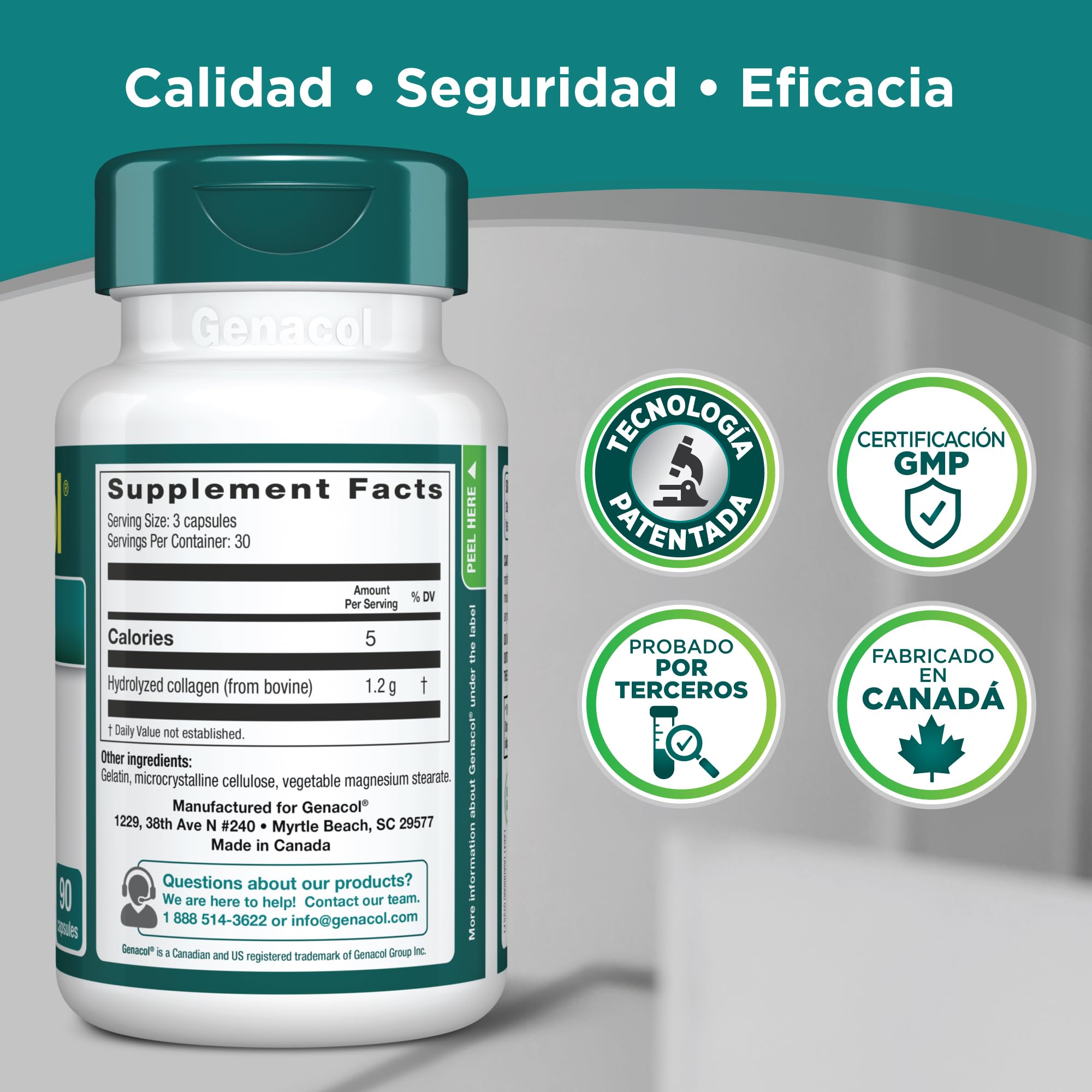 Genacol AminoLock Collagen Capsules on a wooden table