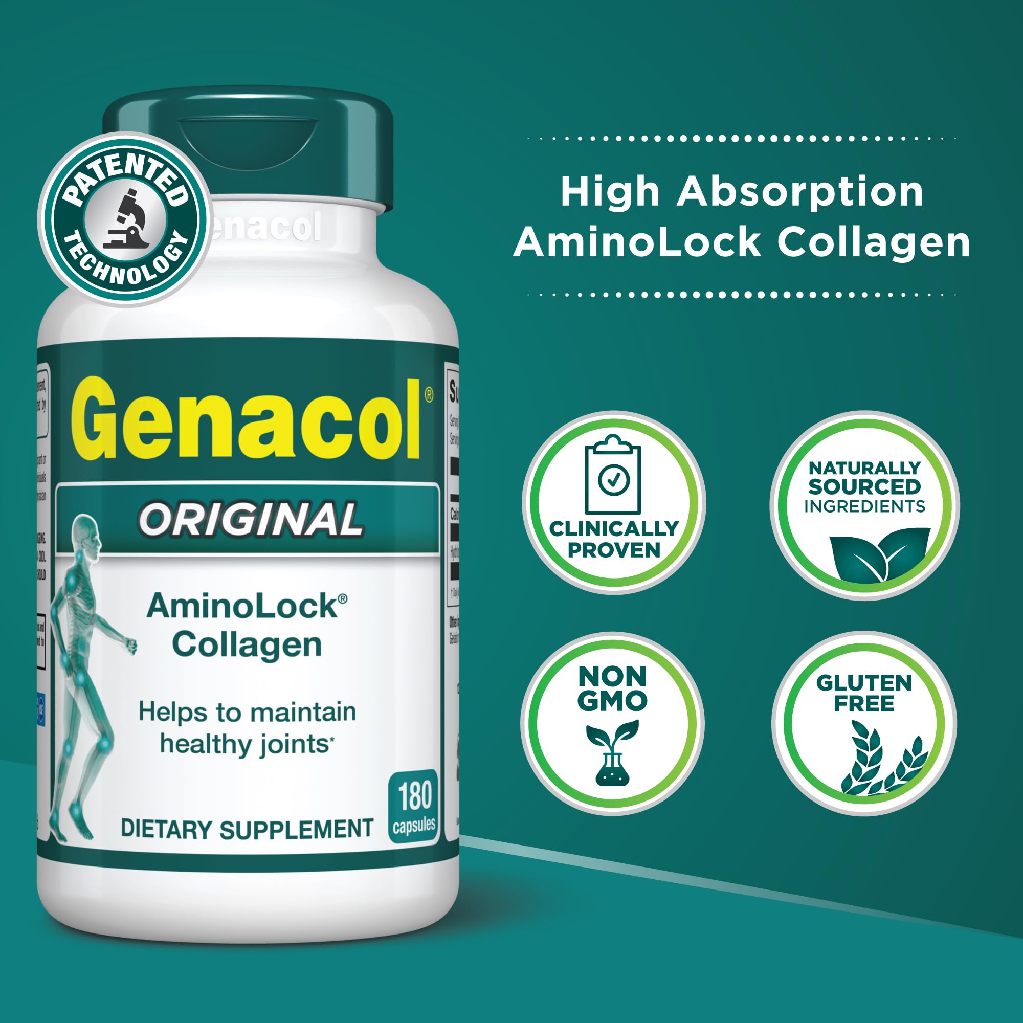 Genacol AminoLock Collagen Supplement 1200mg side view