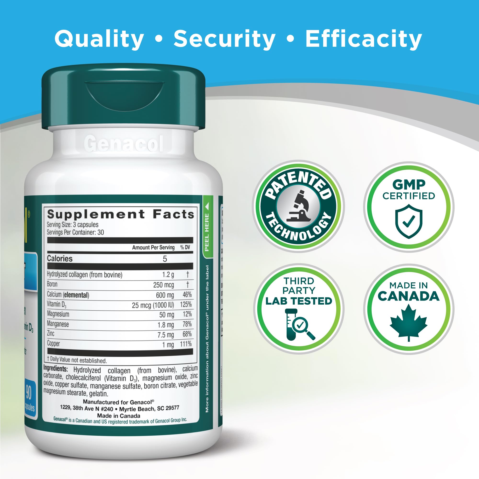 Genacol Bone & Joint Support Supplement bottle with cap