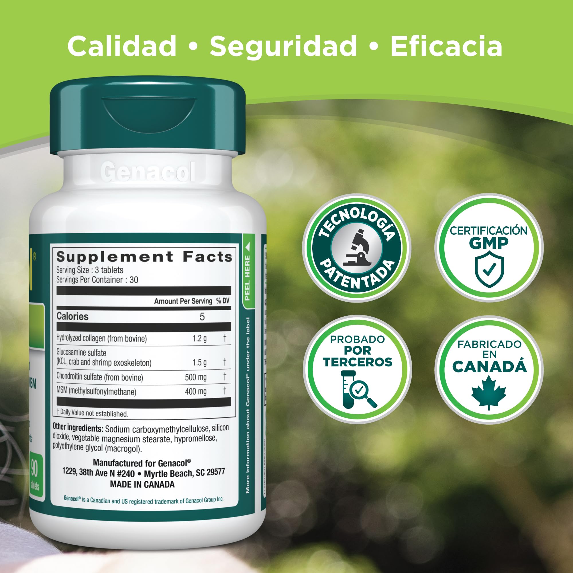 Genacol Joint Support Supplement with a glass of water