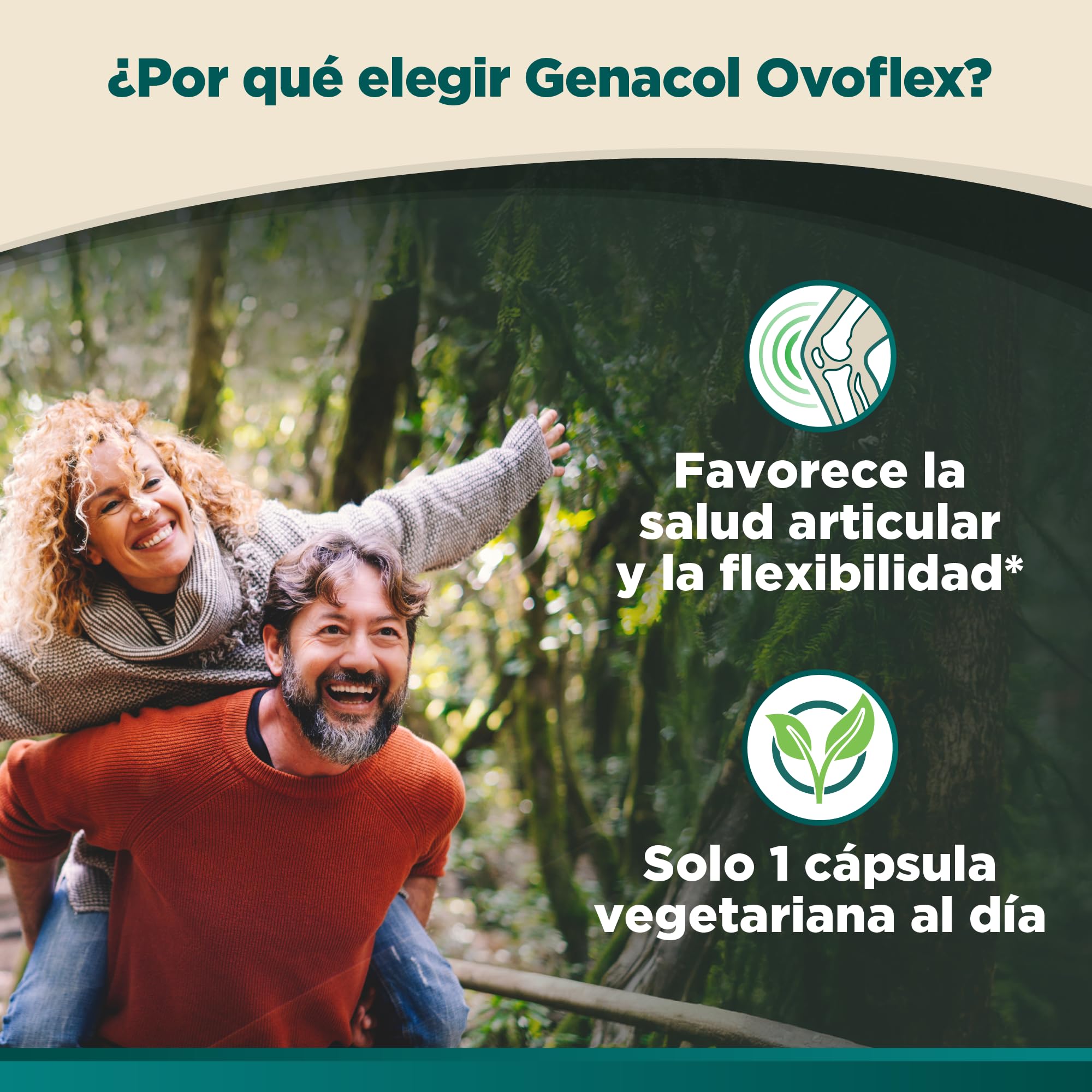 Genacol Ovoflex product display with lifestyle elements