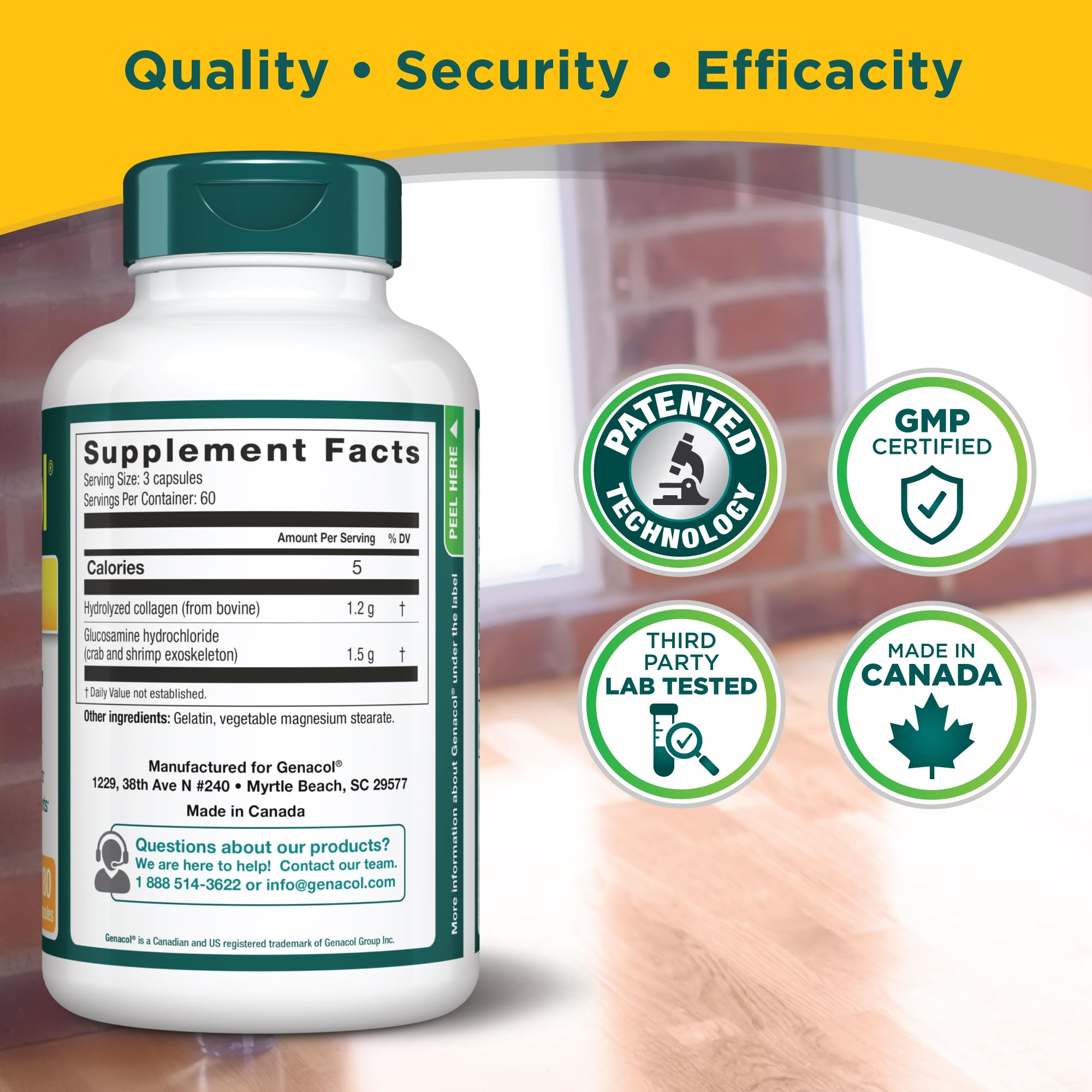 Genacol Plus Glucosamine and Collagen Supplement with measuring spoon