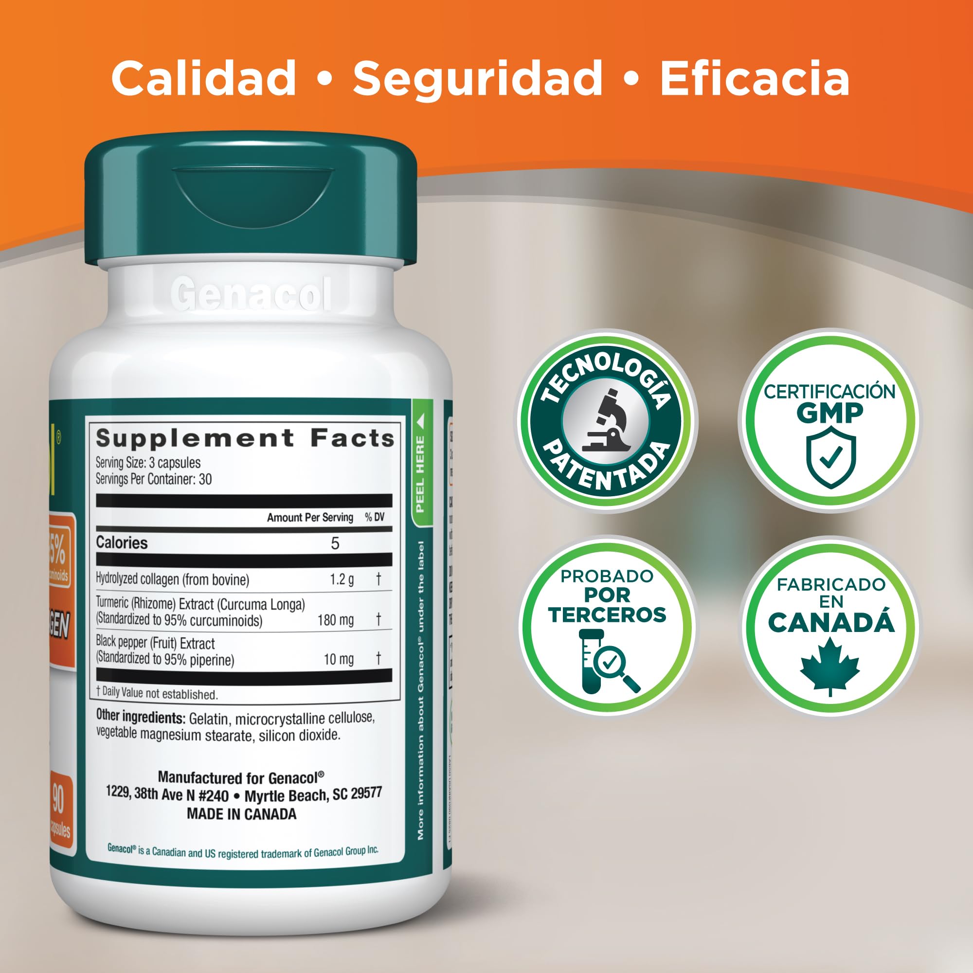Genacol Turmeric Joint Support Supplement on a wooden table