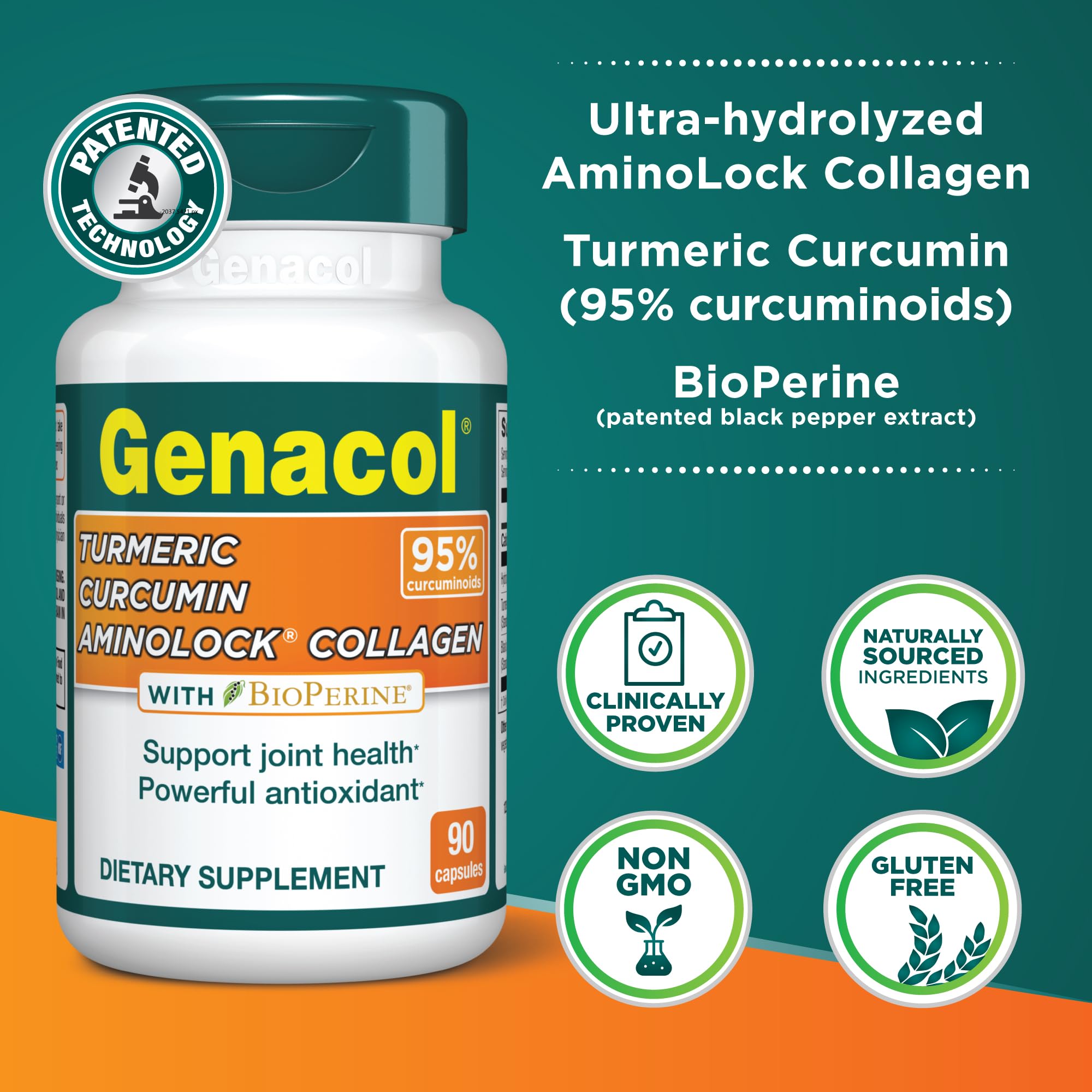 Genacol Turmeric Joint Support Supplement side view