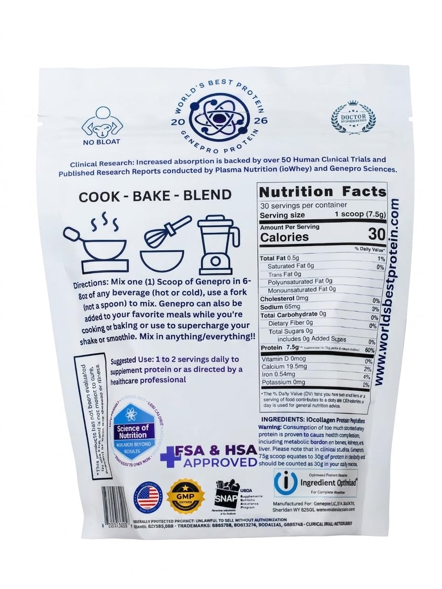 GENEPRO GEN. 3 Collagen Protein Powder scoop and powder