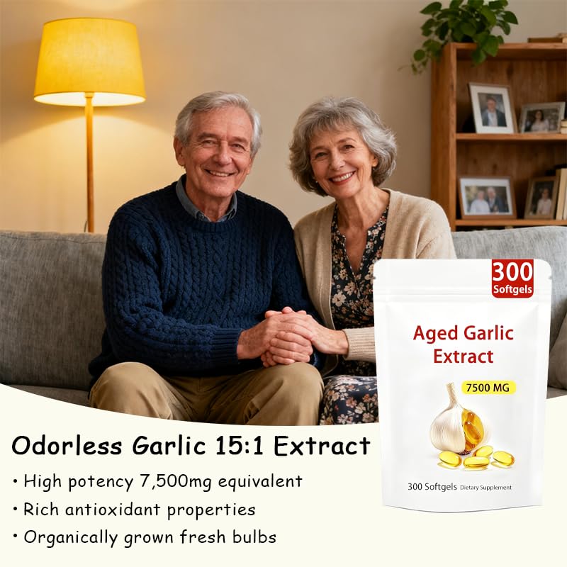 Generic Aged Garlic Extract 7500mg softgel capsules back view