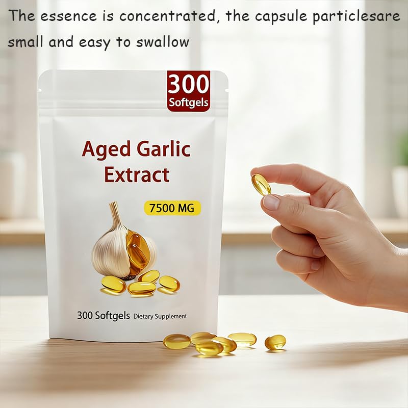 Generic Aged Garlic Extract 7500mg softgel capsules packaging