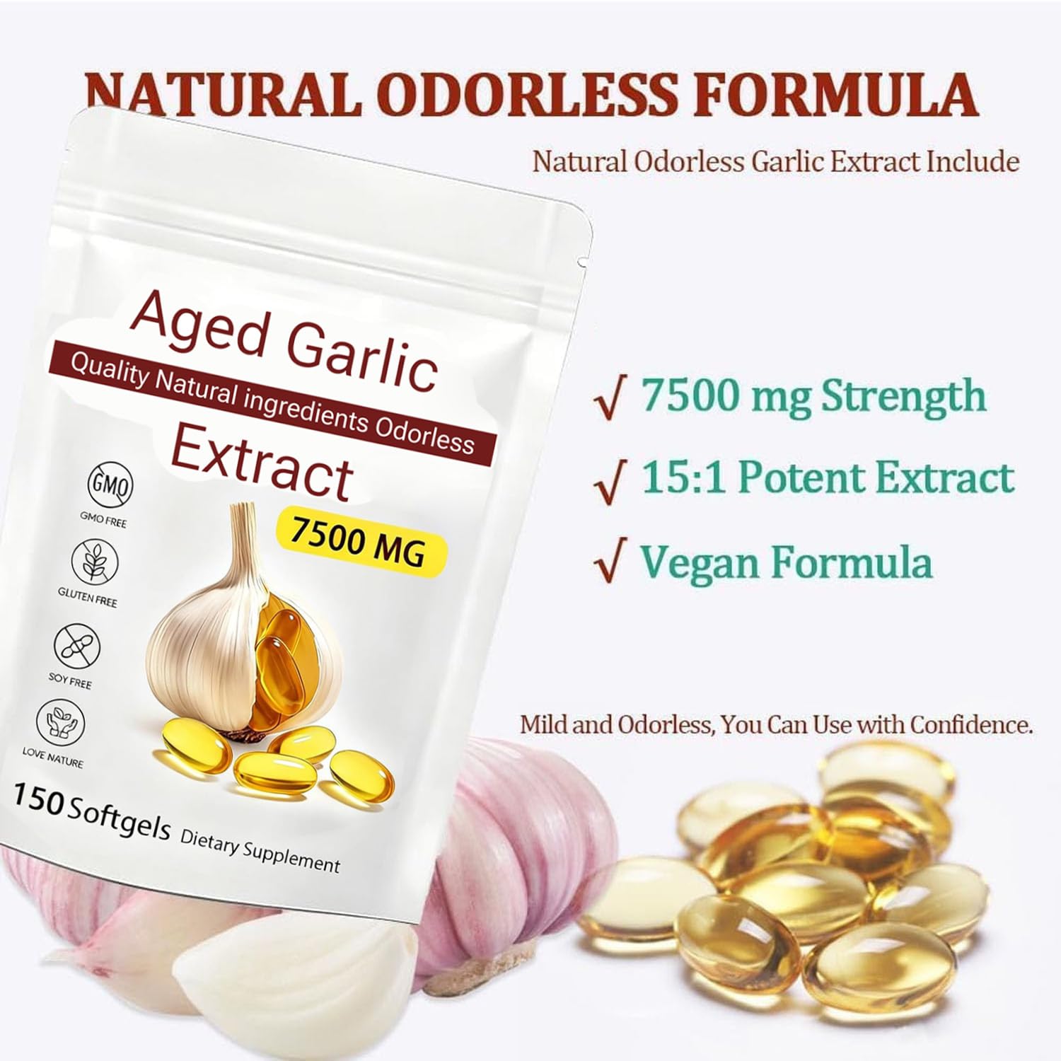 Generic Aged Garlic Extract Softgels bottle with label