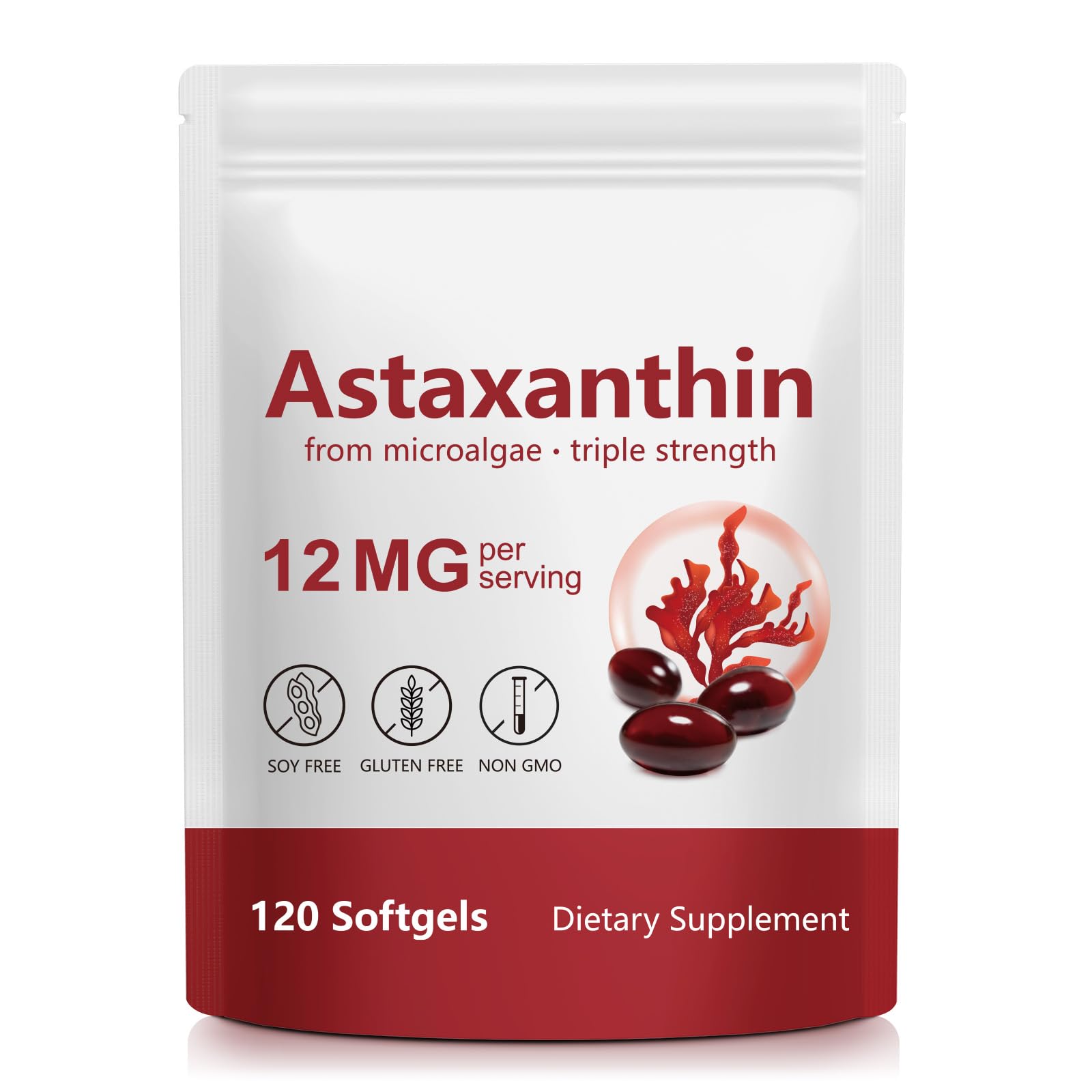 Generic Astaxanthin Softgels 60 Count front view