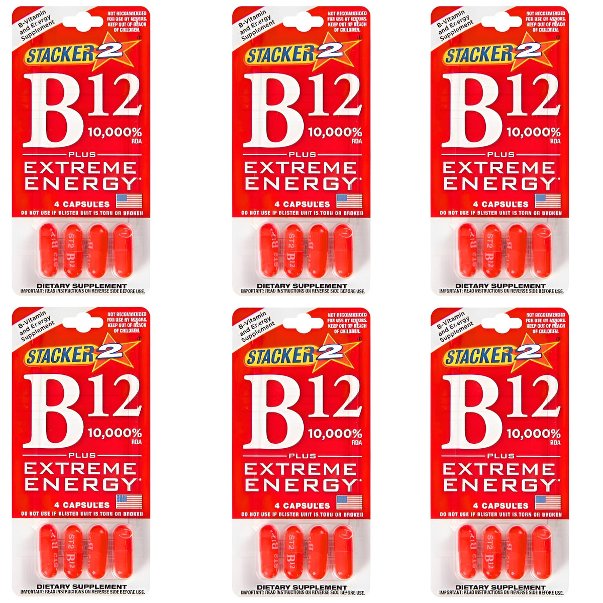 Generic B12 Supplement blister pack front view with 24 capsules