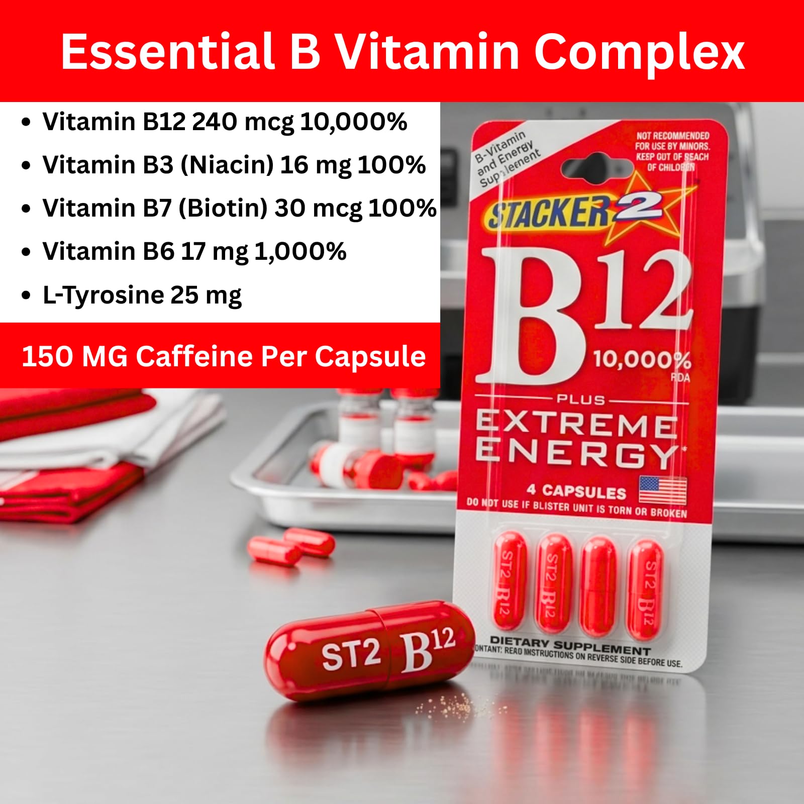 Generic B12 Supplement box showing nutritional information