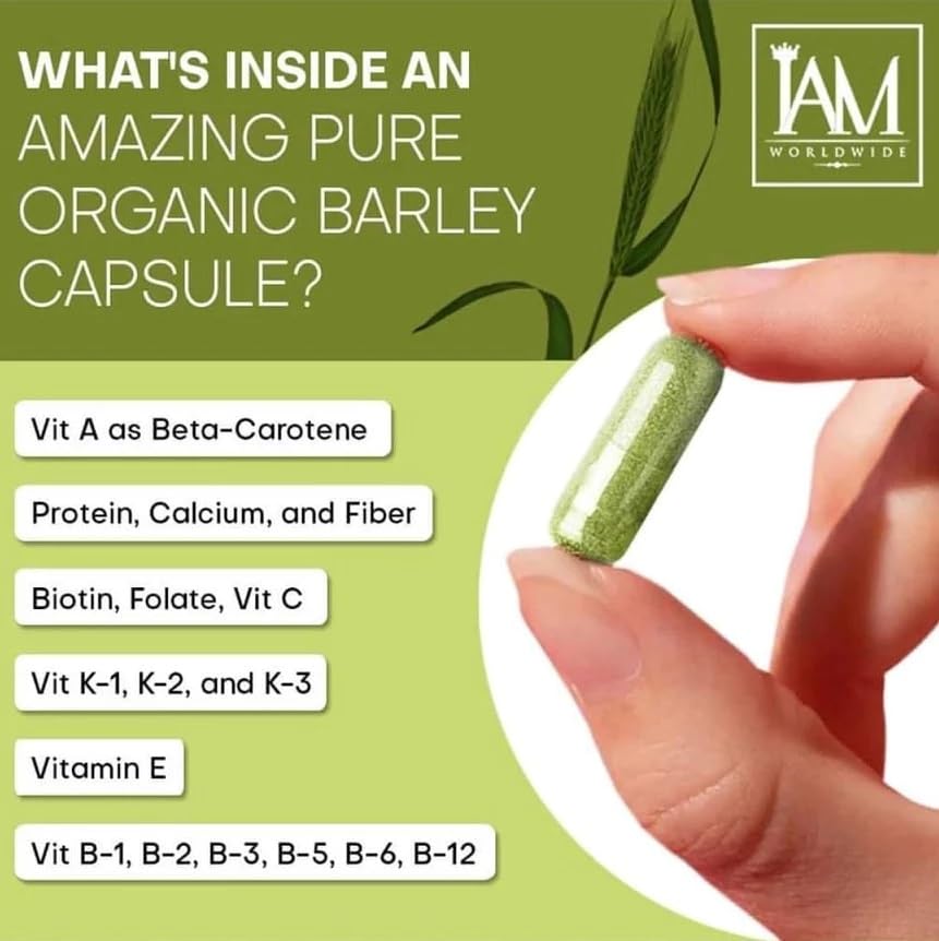 Generic Barley Grass Multivitamin Capsules with a glass of water