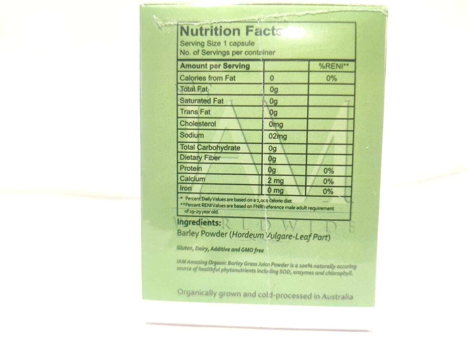 Generic Barley Grass Multivitamin Capsules with barley grass background