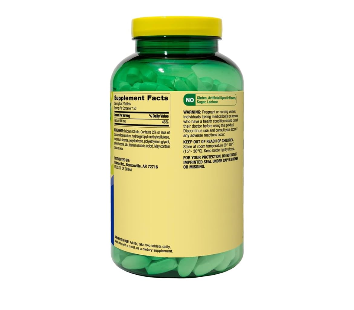 Generic Calcium Citrate Tablets 600 mg shown with dosage instructions