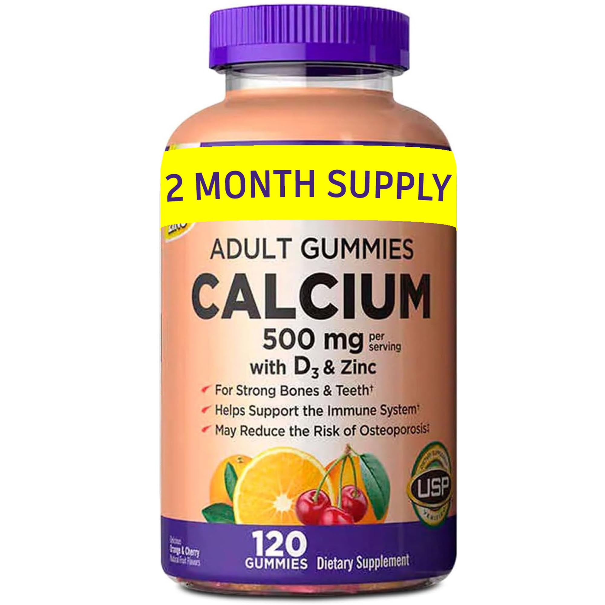 Generic Calcium Gummies with Vitamin D3 and Zinc front view