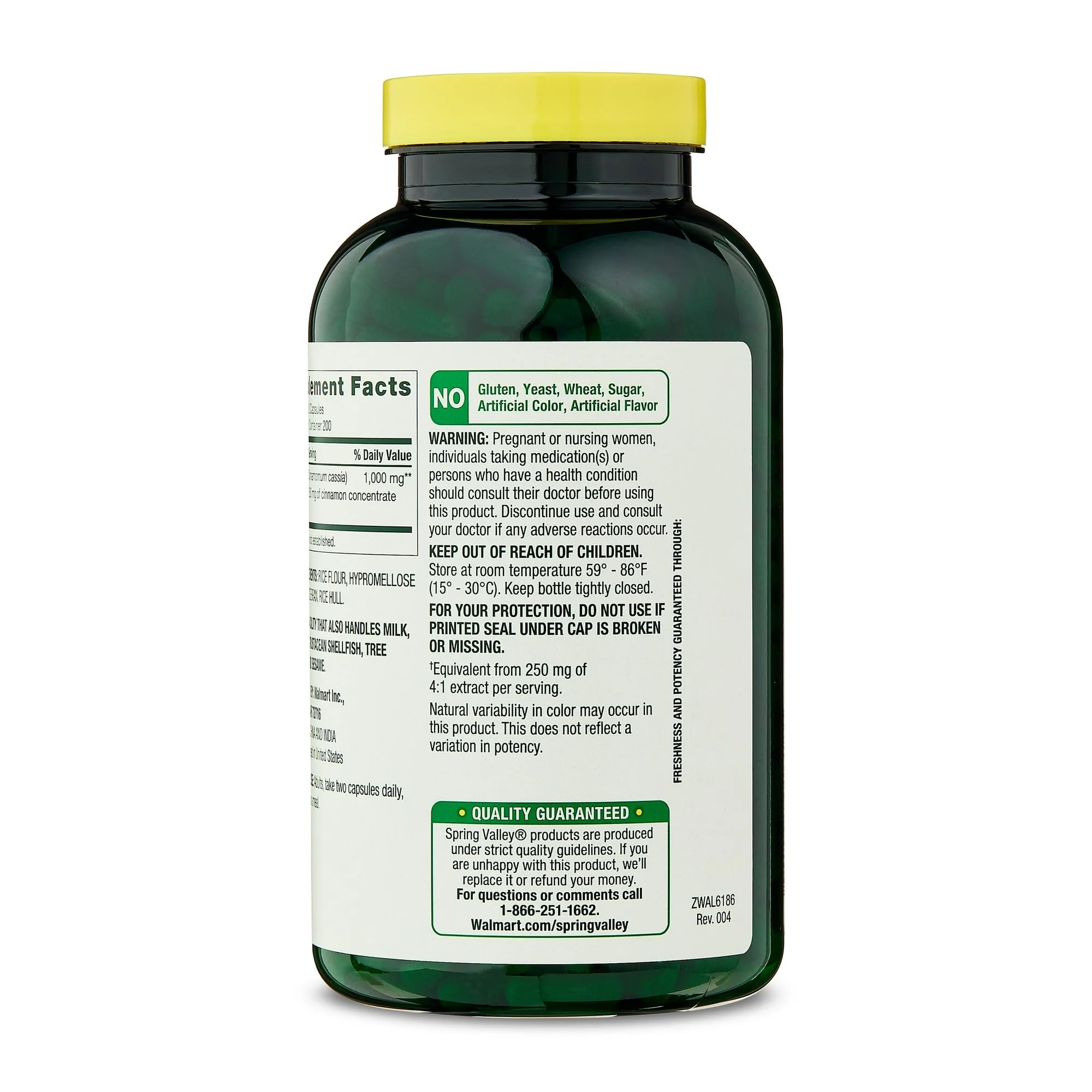 Generic Cinnamon 1000 mg Dietary Supplement bottle with capsules