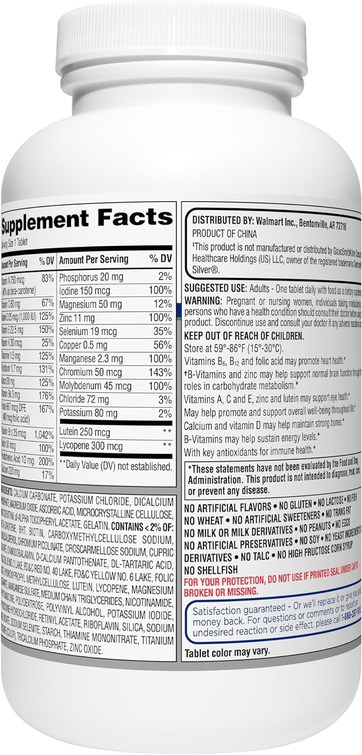 Generic Complete Multivitamin for Adults 50+ with nutritional information