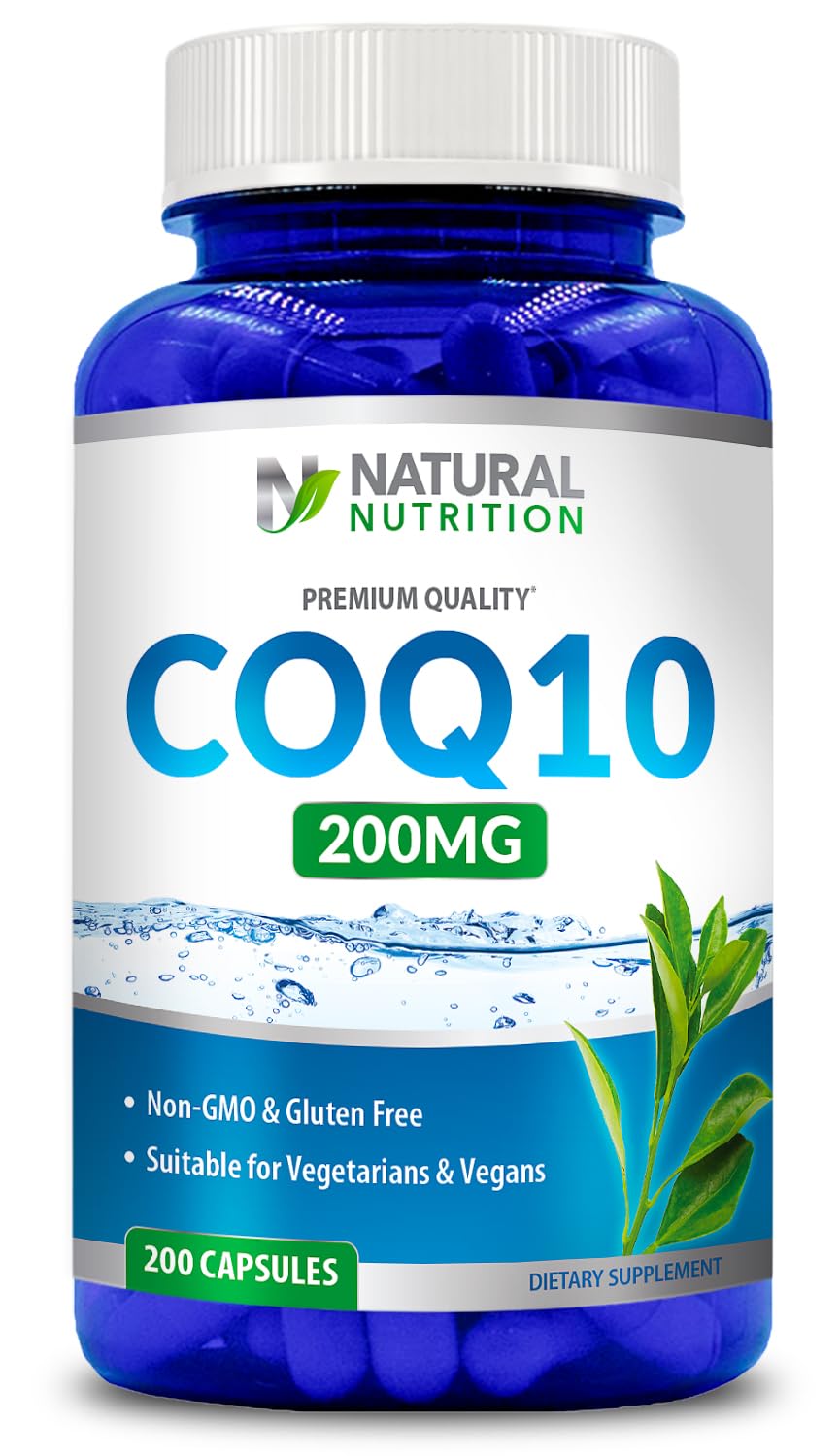 Generic CoQ10 200mg 200 vegetable capsules front view