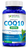 Generic CoQ10 200mg 200 vegetable capsules front view