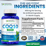 Generic CoQ10 400mg Maximum Strength 200 Capsules back view
