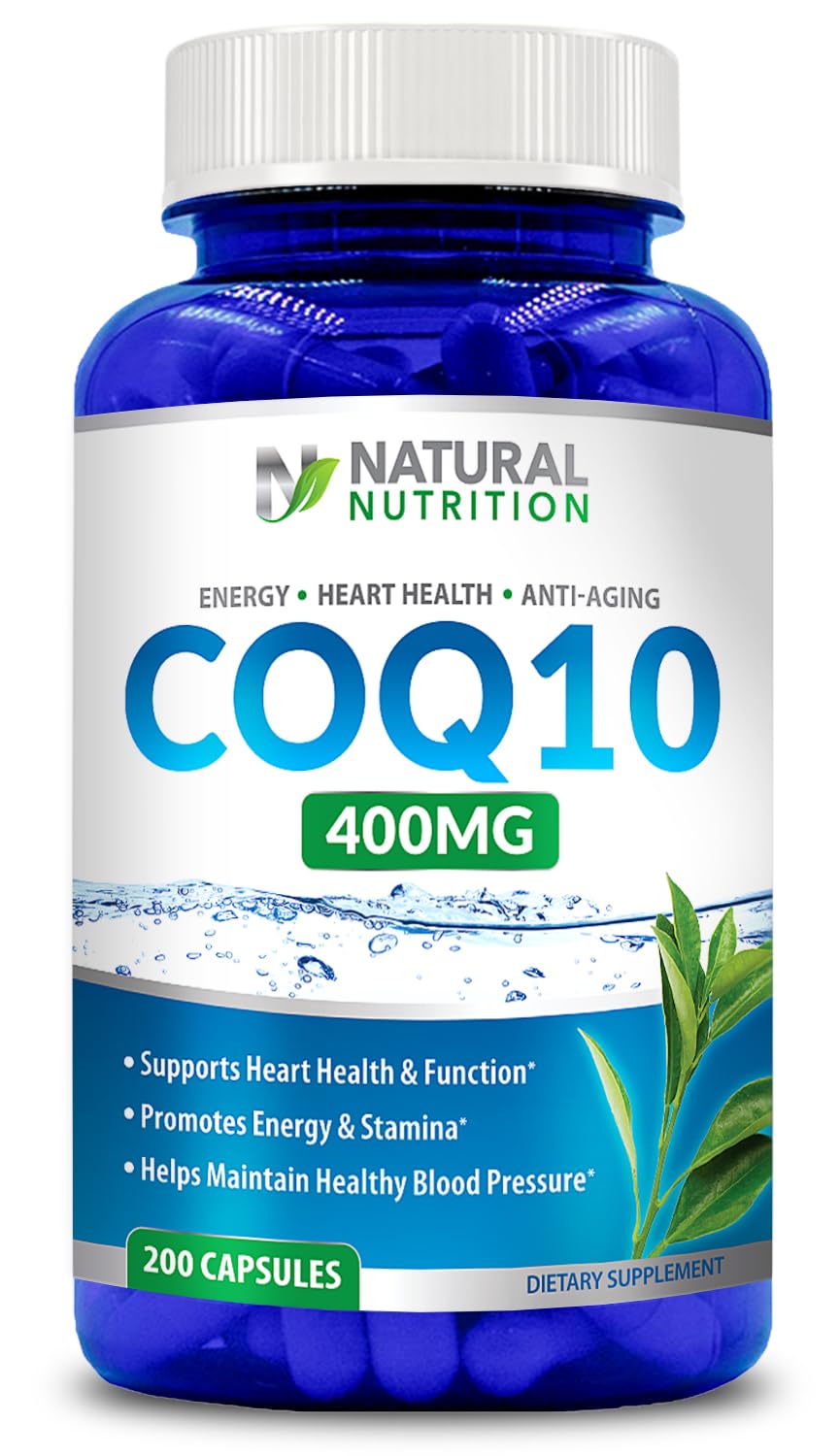 Generic CoQ10 400mg Maximum Strength 200 Capsules front view