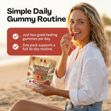 Generic Daily Tanning Gummies 75g with a few gummies on a table