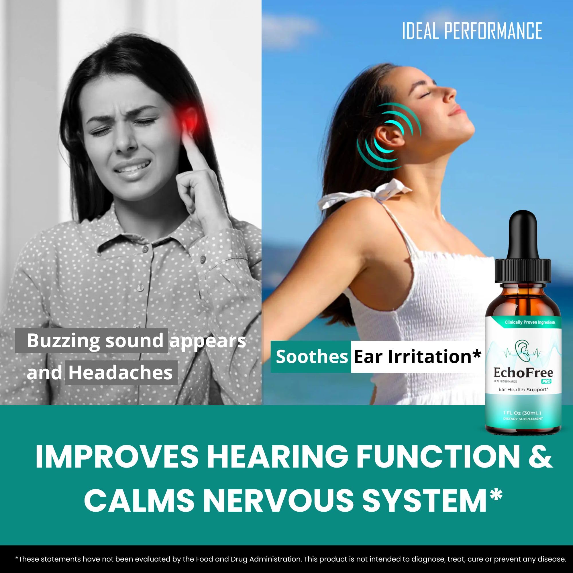 Generic Echo Free Tinnitus Drops back view with ingredients